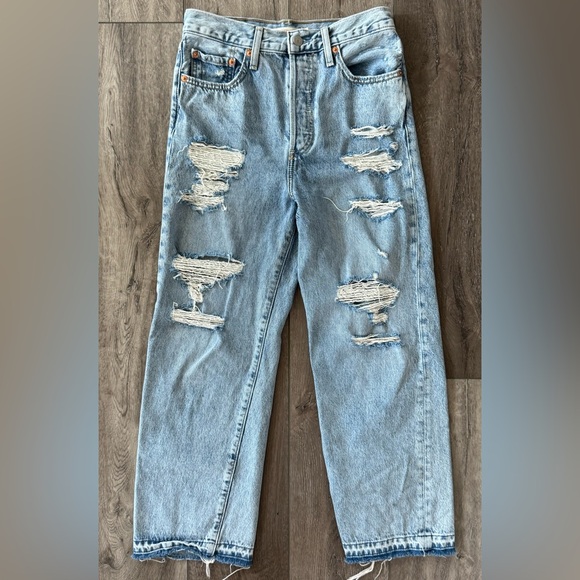 Levi's Denim - Levi’s Ribcage Straight Ankle Button Fly Distressed Jeans Women’s 28x26 Denim